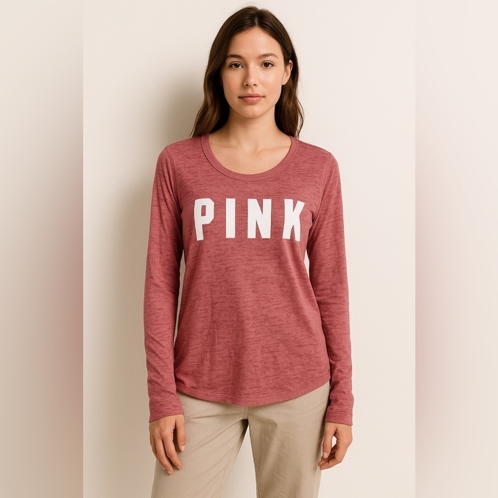 Victoria’s Secret PINK Burnout Long Sleeve Campus Tee Sheer Lightweight Top XS